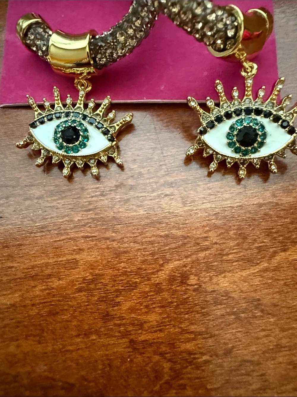 Kurt Geiger Gold Hoop Earrings with Evil Eye Charms